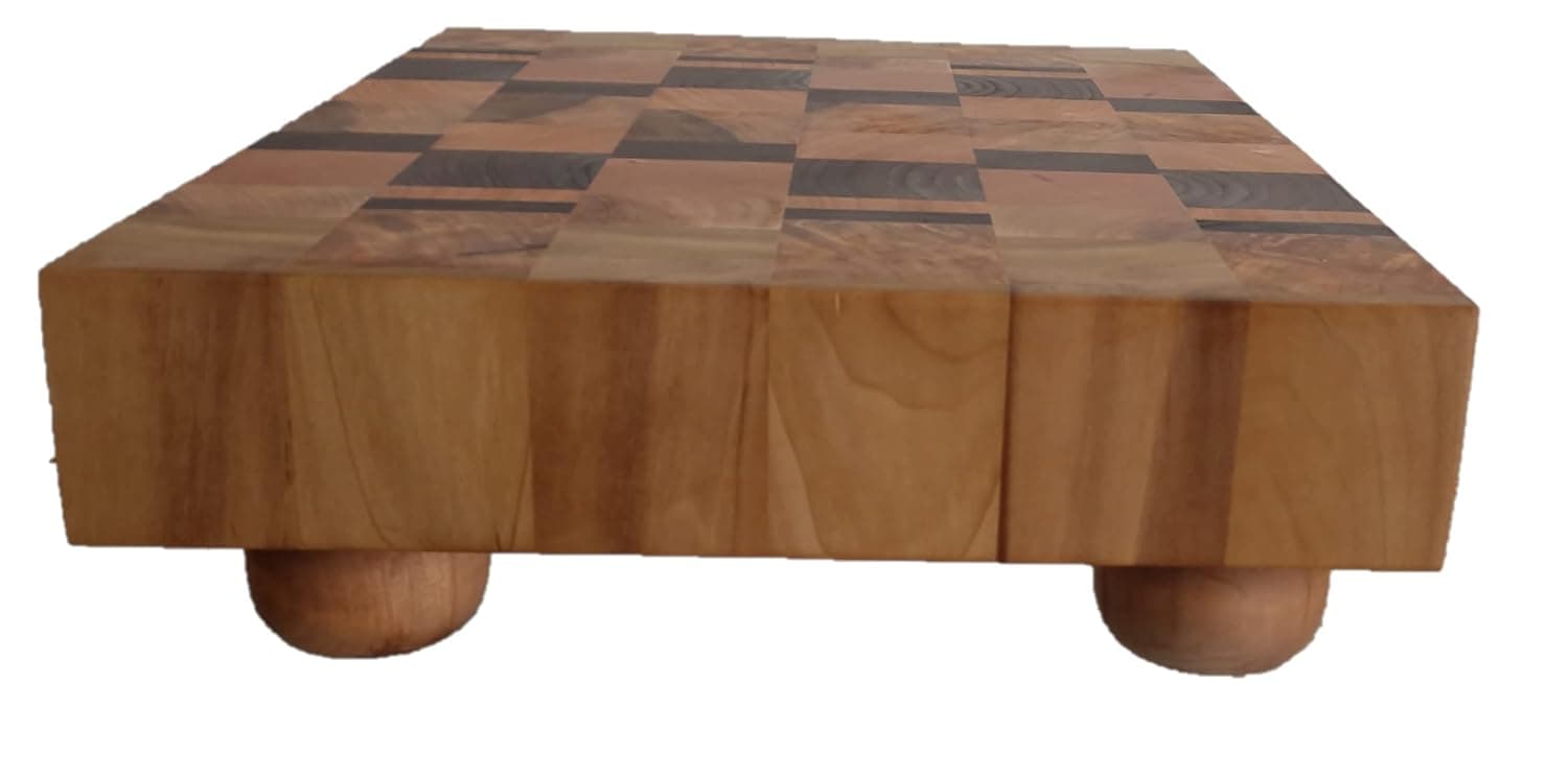 Huge Beautiful & Gorgeous Countertop Butcher Block 3 X14 X18 Chopping Block, Butcher Block, Cutting Board-End Grain multi-species hardwood with 2" bun feet -Walnut Cherry Ambrosia Maple -10735