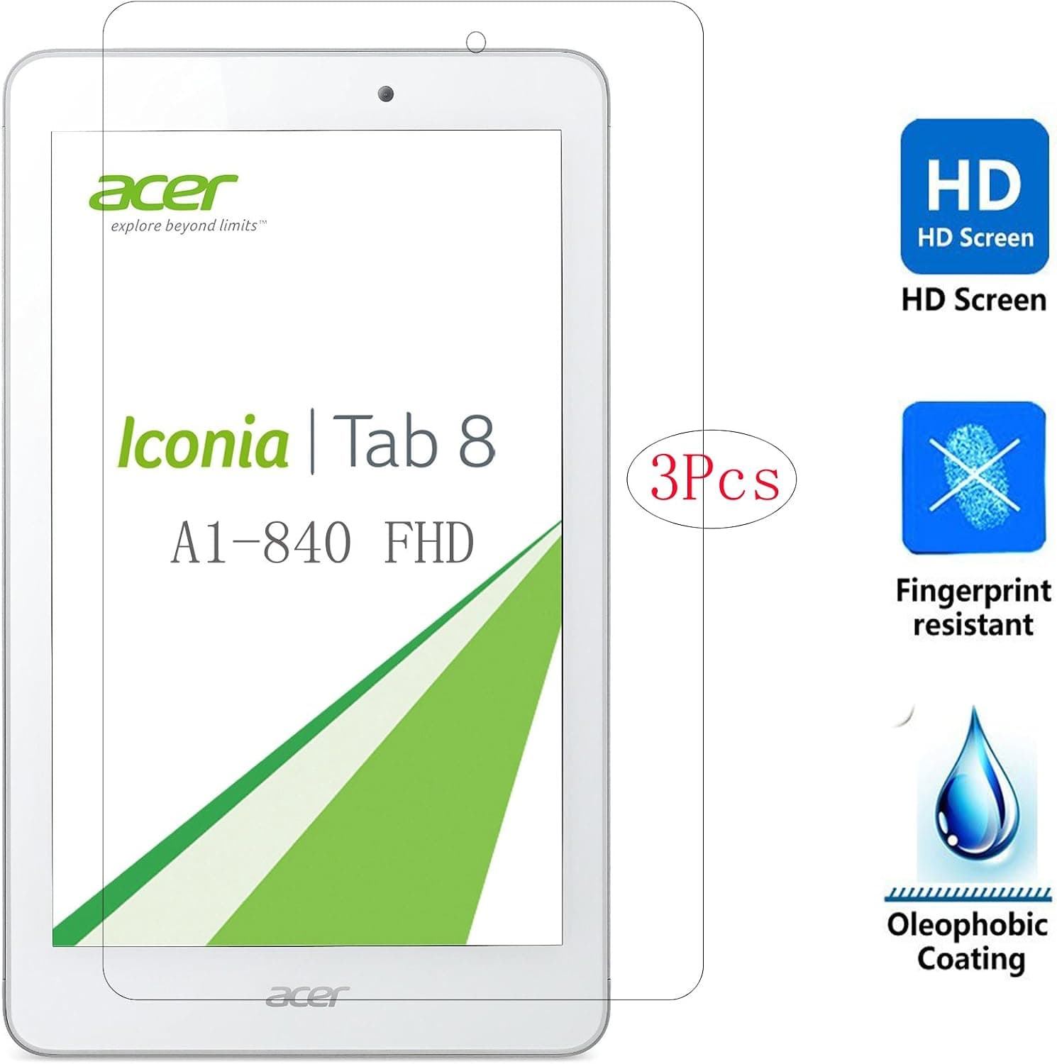 VSTN Acer Iconia Tab 8 A1-840 FHD ultra-thin (3 Pack) HD clear protector (For Acer Iconia A1-840 FHD)