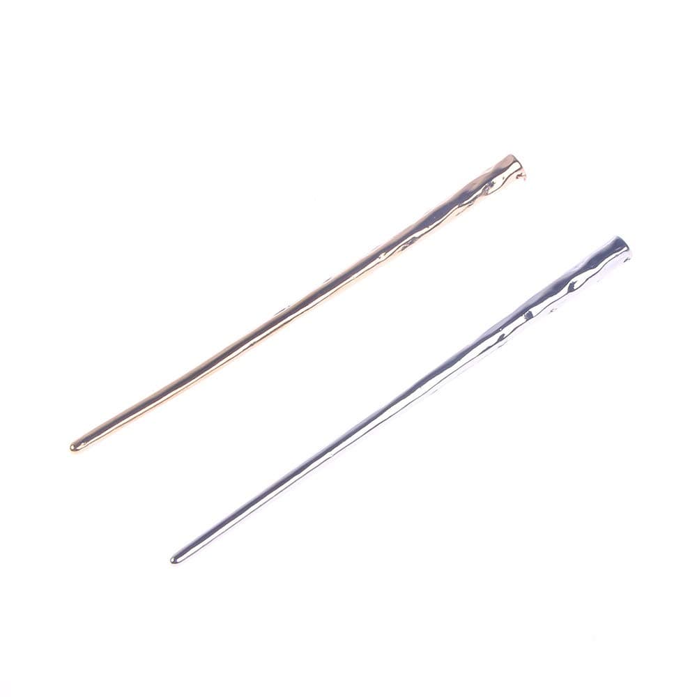 PAFUWEI 2 Pack Vintage Metal Hair Chopsticks for Buns, Simple Shawl Hair Pins Hairpin Chignon Pins, Hair Sticks for Women Long Hair, Gold and Silver