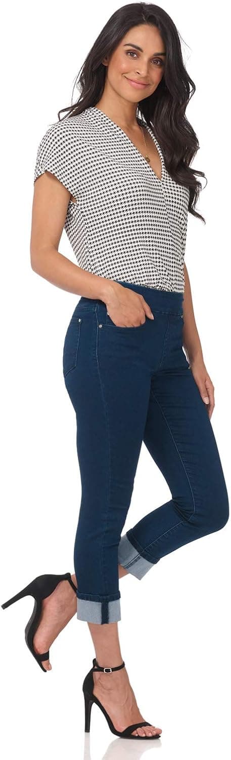 Rekucci Secret Figure Denim Women's Pull-On Slim Fit Cropped 4 Season Jean