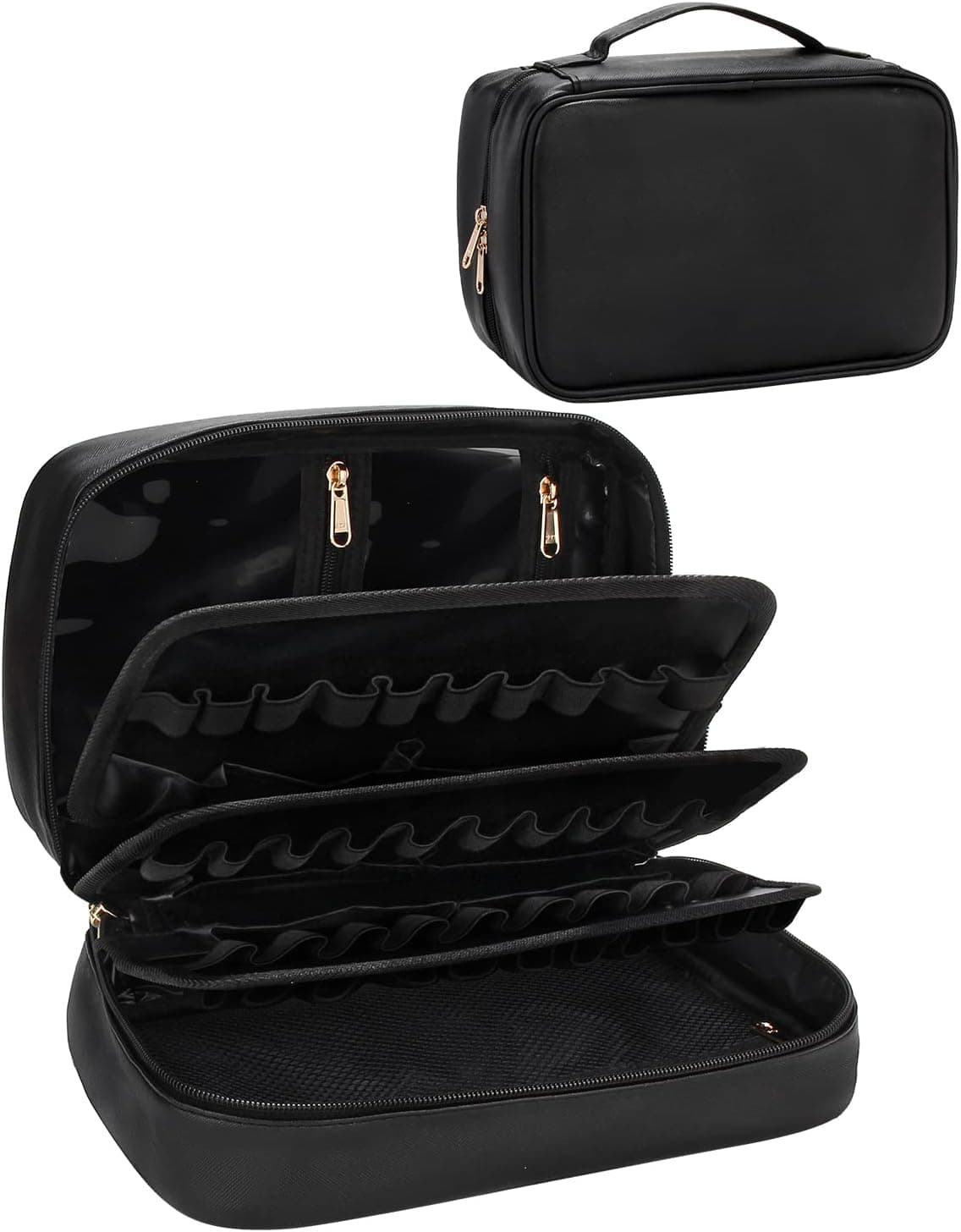 Chomeiu Lipstick Organizer, Lip Gloss Holder Detachable 60 Slots 3 Layer Lipstick Storage Case for Makeup Artists Travel Portable Cosmetic Bag Large Capacity with Waterproof PU Leather and Lining
