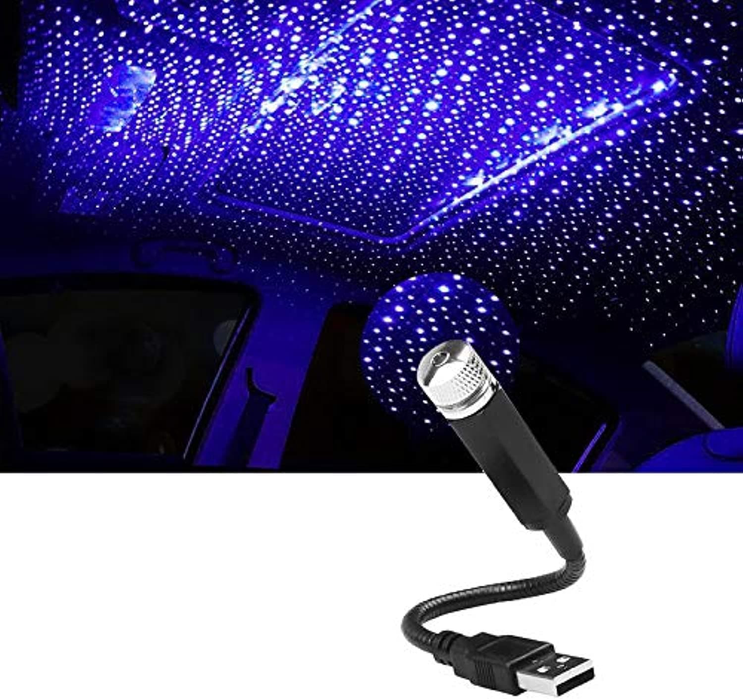 Romantic Star Projector Night Lights, Flexible Romantic Galaxy USB Night Lamp for Cars Ceiling Party Bedroom Portable USB Night Light Decoration Interior Ambient Atmosphere