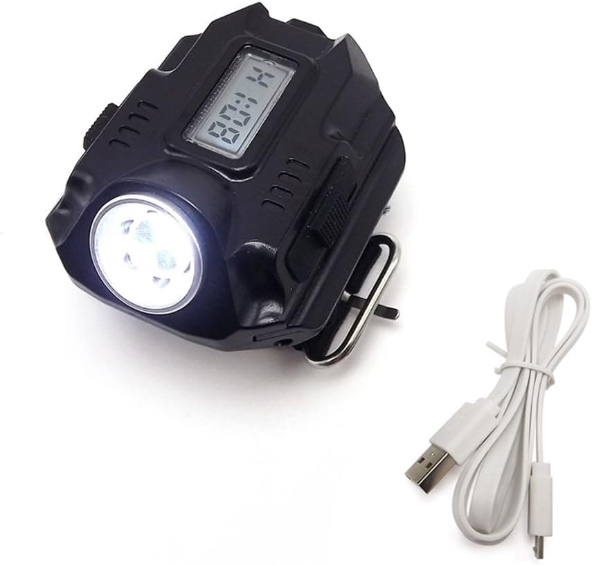 eMart Portable 4-Mode 240 Lumens Wrist Watch Flash Light Flashlight Torch Wristlight with Time Digital Screen with Built-in Rechargeable Battery & USB Changer Cable