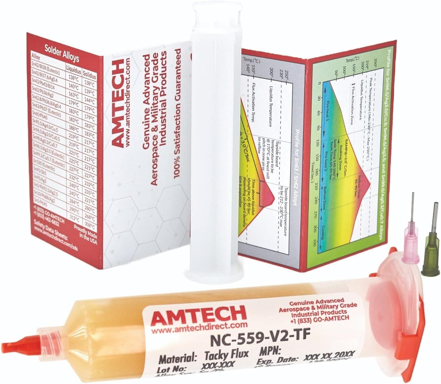 AMTECH NC-559-V2-TF Solder Flux - 30cc Dispensing Kit Including Plunger and Tip