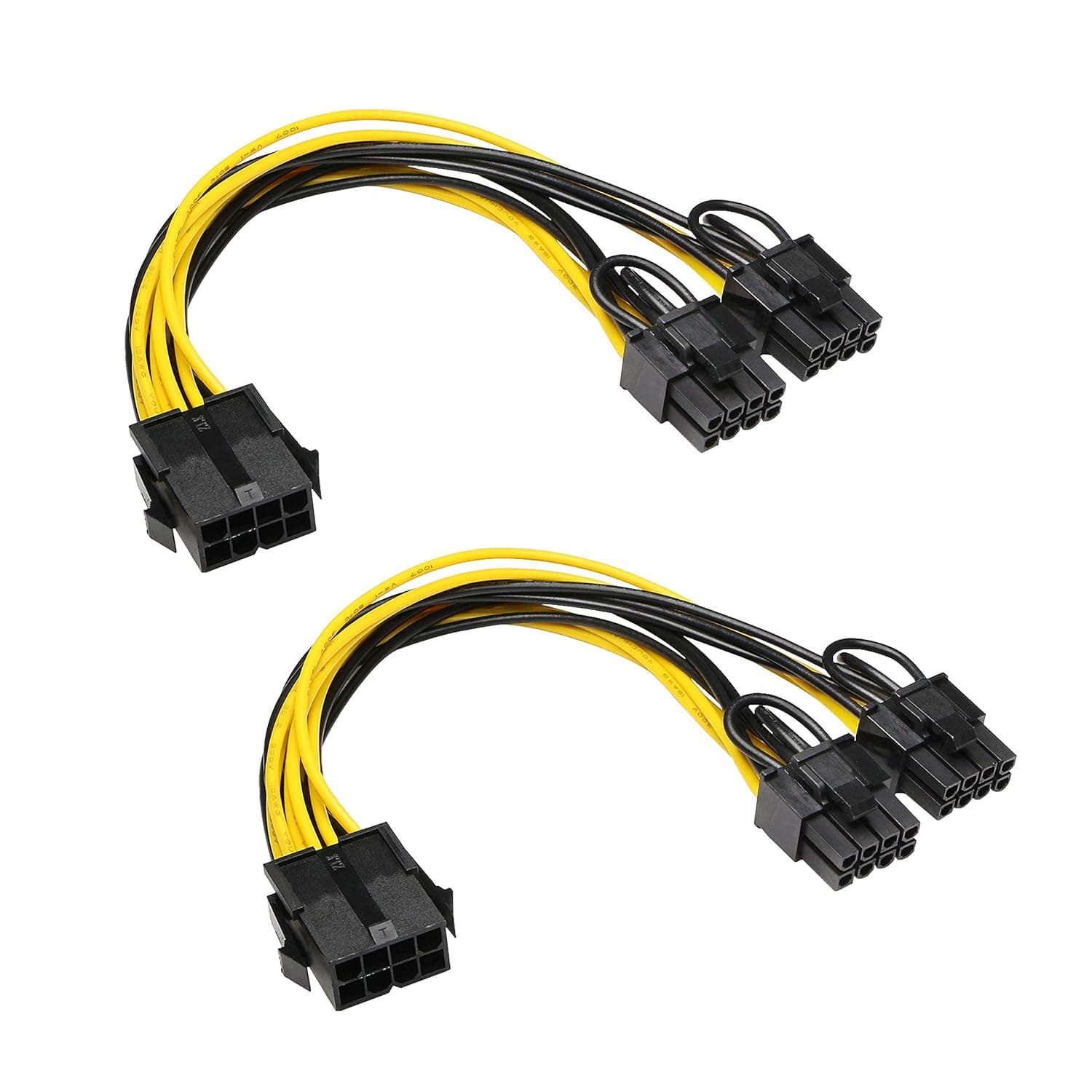 XMSJSIY CPU 8 Pin to Dual 8 Pin PCIe Adapter Power Cable, CPU 8 Pin Female to Dual PCIe 2X 8 Pin (6+2) Male Power Adapter Extension Cable for Graphics Card -2pcs-21cm
