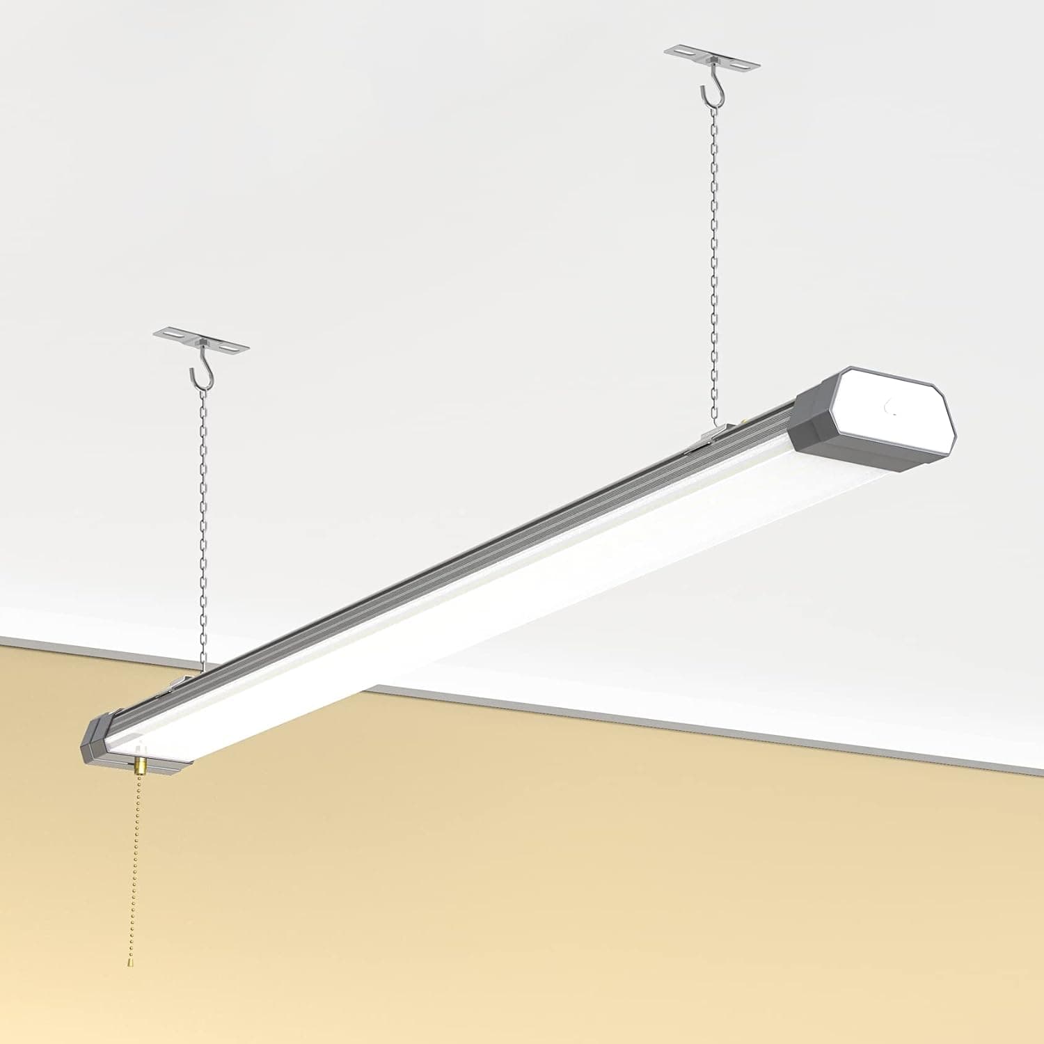 100W LED Shop Light Linkable, 13000 LM 5000K Super Bright Workshop Lights with US Plug Cable, Pull Chain (ON/Off) for Garage Workshops Basements Hanging or FlushMount - 1 Pack ETL Listed