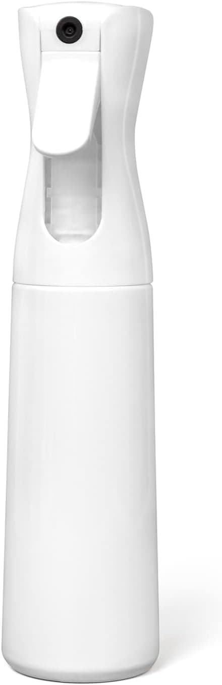 Continuous Water Spray Bottle, Hair and Water Mist for Hairstyling, Cleaning, Gardening, Misting and Skin Care, 360 Degree Empty Water Sprayer for Salon, Barber and Stylist. (White, 10 Ounce)