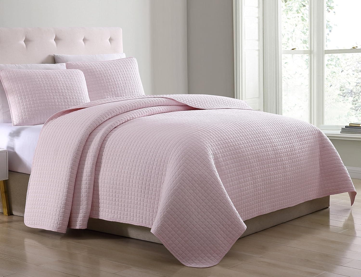 Attitude 2pc Quilted Coverlet Set Soft Pink Twin/Twin XL Size Bed