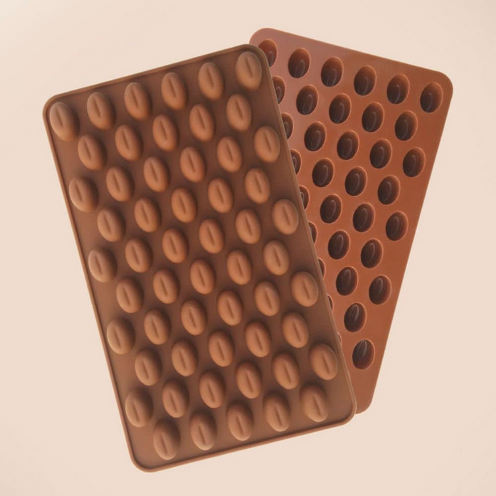 AKOAK Silicone Mold 55 Cavity Mini Coffee Beans Chocolate Sugar Candy Mold Cake Decor,2 Count