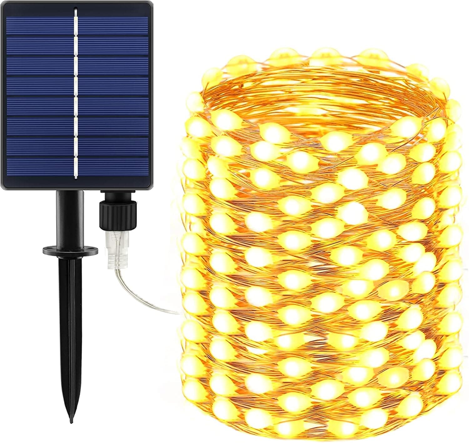 BOLWEO Upgrade Warm White Solar String Lights Outdoor 200 Oversize Lamp Solar Fairy Lights 66Ft LED Starburst Waterproof for Garden Patio Backyard Tree Halloween Diwali Christmas Decorations