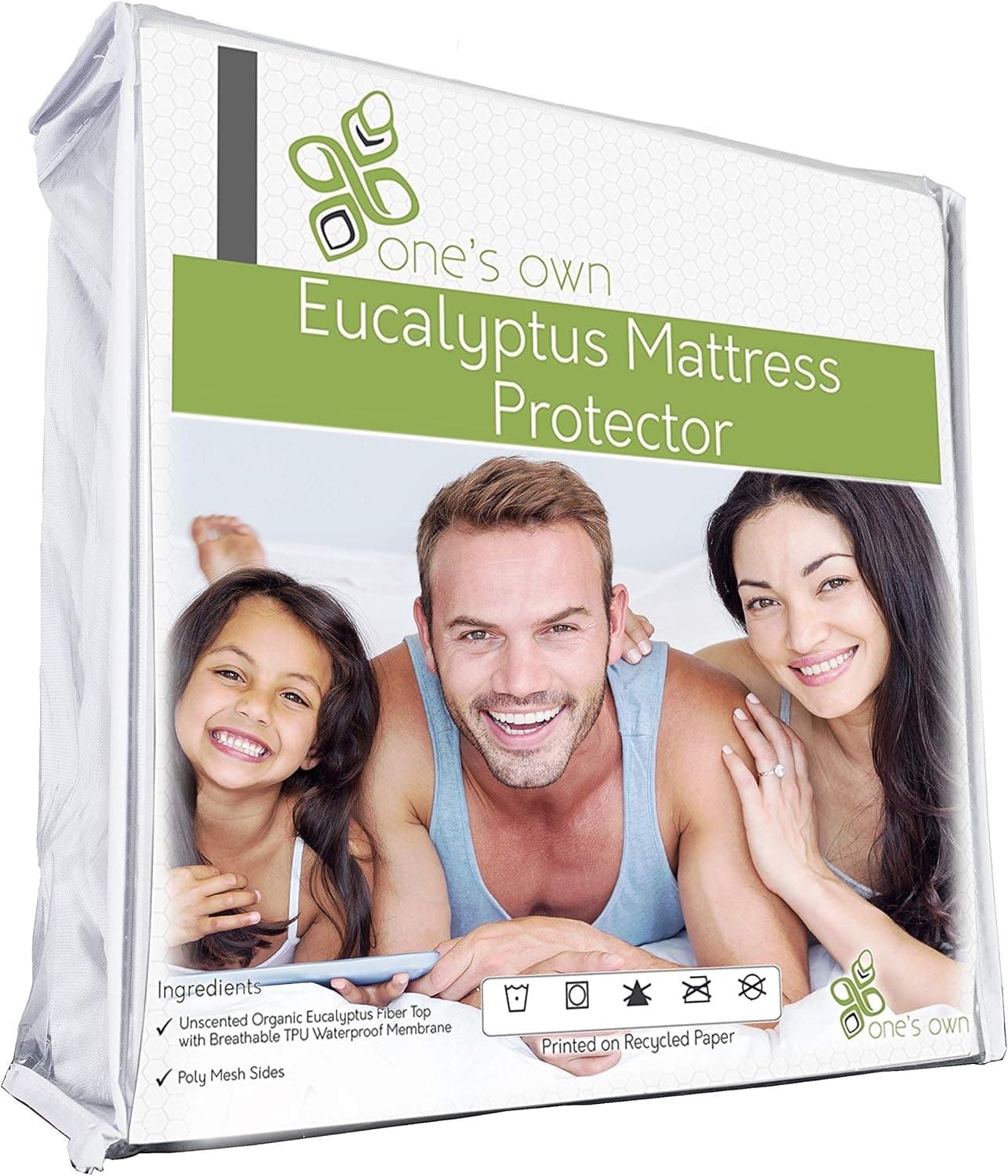 One's Own Mattress Protector, Renewable Organic Tencel/Eucalyptus Fiber Top, TPU Waterproofing, Hypoallergenic, Five-Sided, White (King)