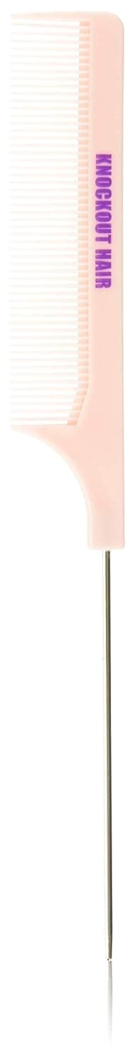 Rat Tail Comb, Metal Tail Pin, Plastic Comb, 2 Pack, Light Pink by Knockout Hair