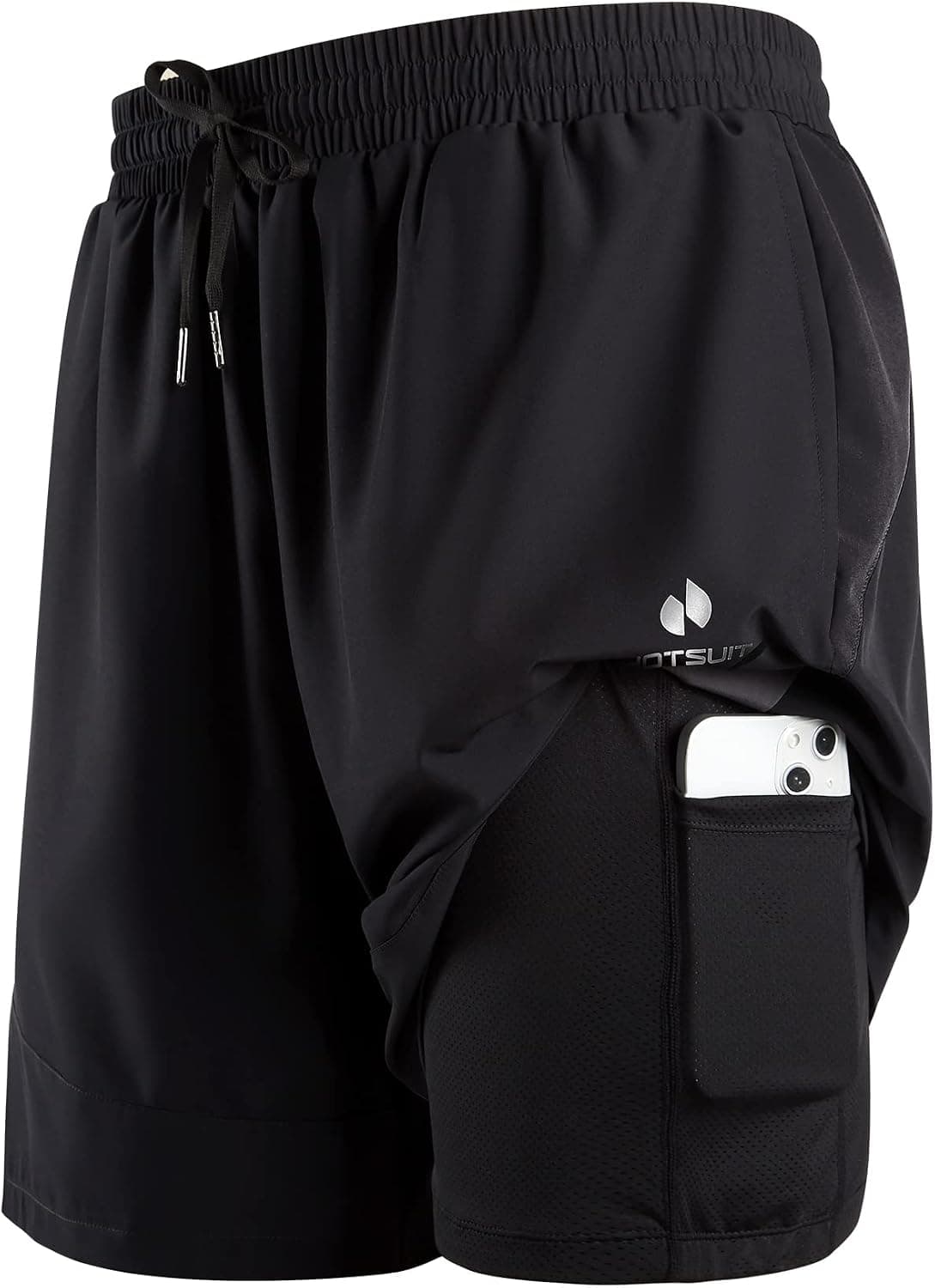 HOTSUIT Men's 2 in 1 Running Shorts 7" Athletic Shorts Quick Dry Gym Workout with Zipper Pockets
