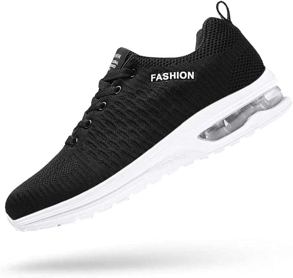 JCONGUW Walking Shoes Men's Women's Running Shoes Ultra Lightweight Breathable Walking Shoes Non Slip Athletic Fashion Sneakers Mesh Workout Casual Sports Shoes （Black&White 5.5）