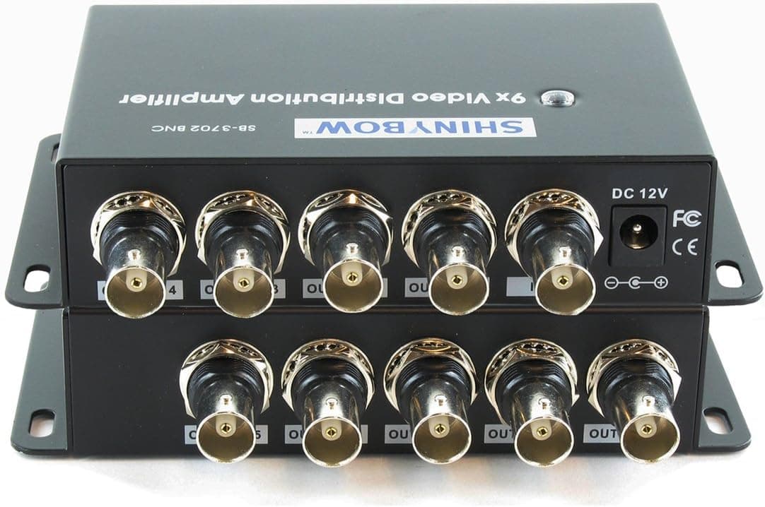 Shinybow 1x9 (1:9) 9-Way Composite BNC Video Splitter Distribution Amplifier SB-3702BNC
