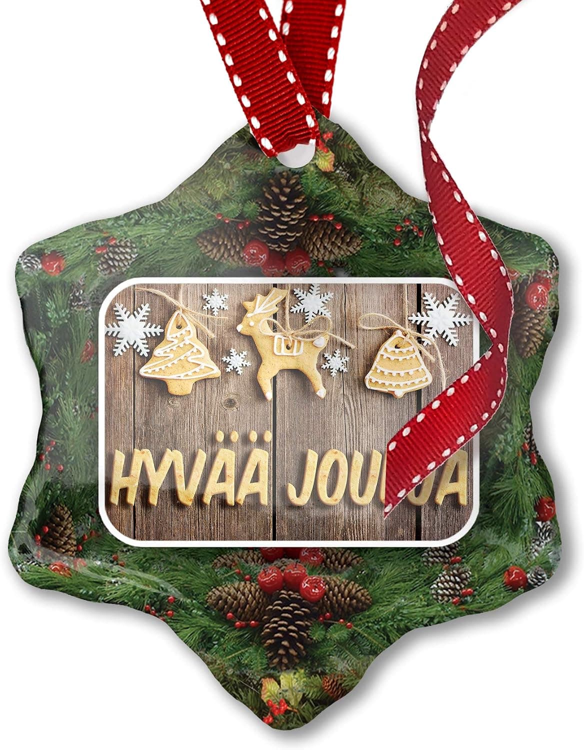 NEONBLOND Christmas Ornament Merry Christmas in Finnish from Finland