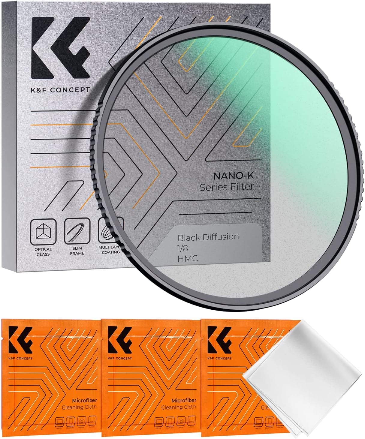 K&F Concept 77mm Black Diffusion 1/8 Filter, Mist Dreamy Cinematic Effec Filter for Video/Vlog/Portrait Photography K-Series