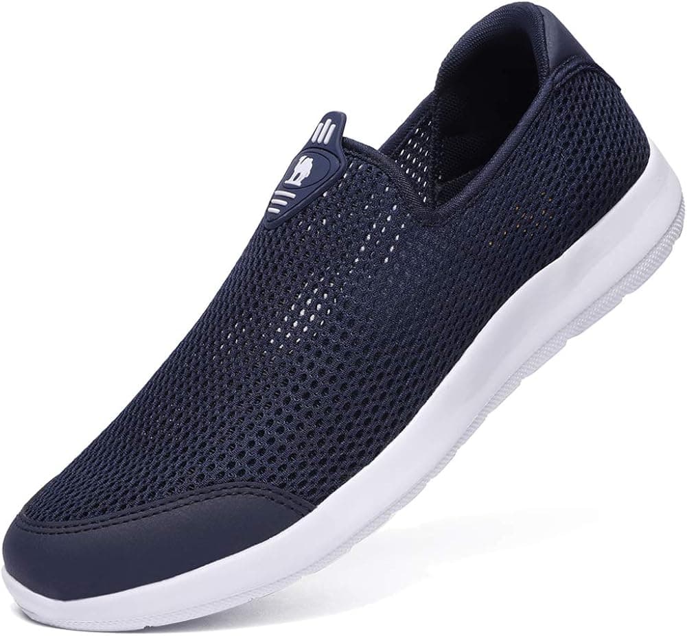 CAMEL CROWN Mens Slip On Walking Shoes, Tennis Running Sneaker, Lightweight Mesh Loafer Shoes for Men Blue/White