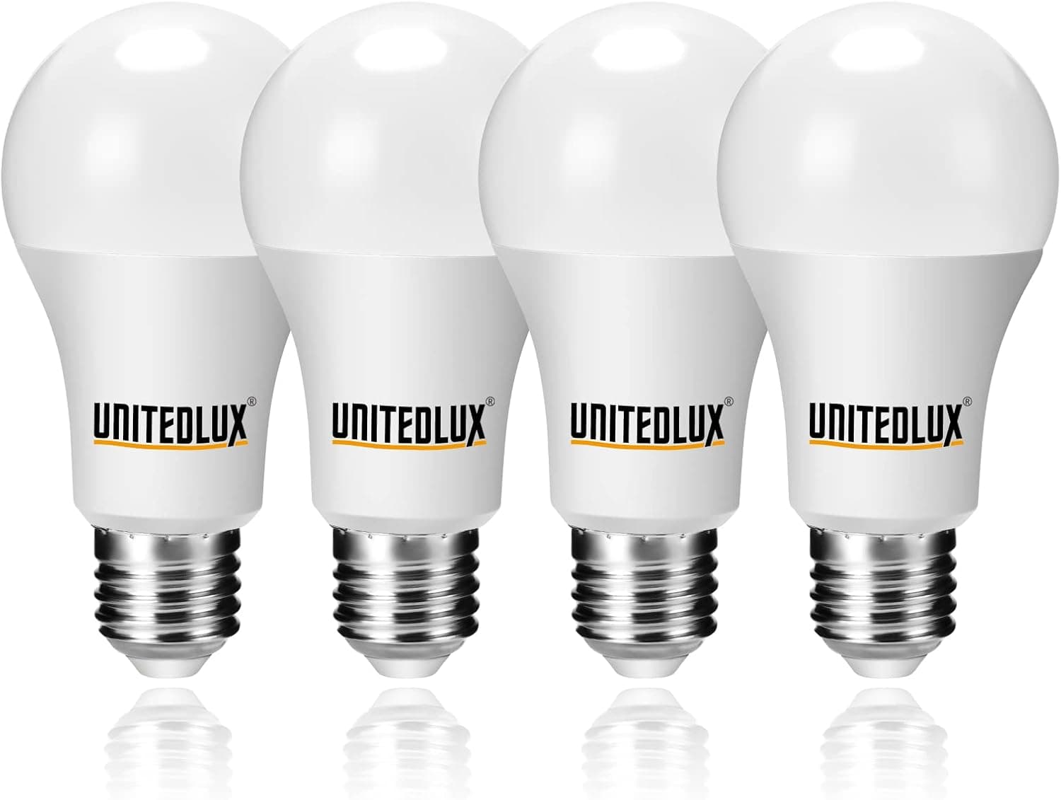 UNITEDLUX A19 LED Light Bulbs Dimmable 75W Equivalent, Daylight 5000K 1100 Lumens CRI 90+, E26 Standard Base, AC 120V Light Bulbs for Home Office, 4-Pack