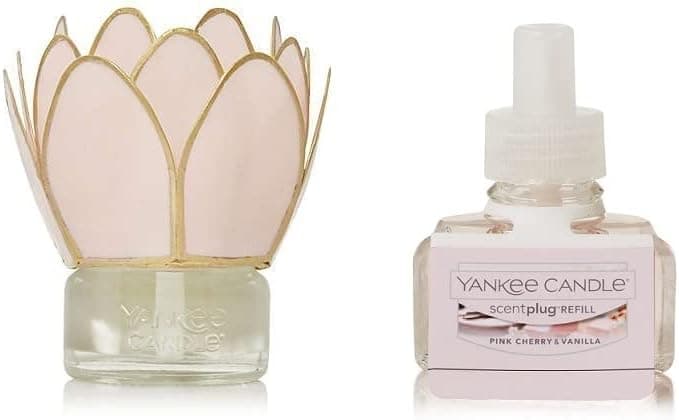 Yankee Candle in Bloom Night Light Scent-Plug Diffuser Base with a Pink Cherry & Vanilla Home Fragrance Electric Refill