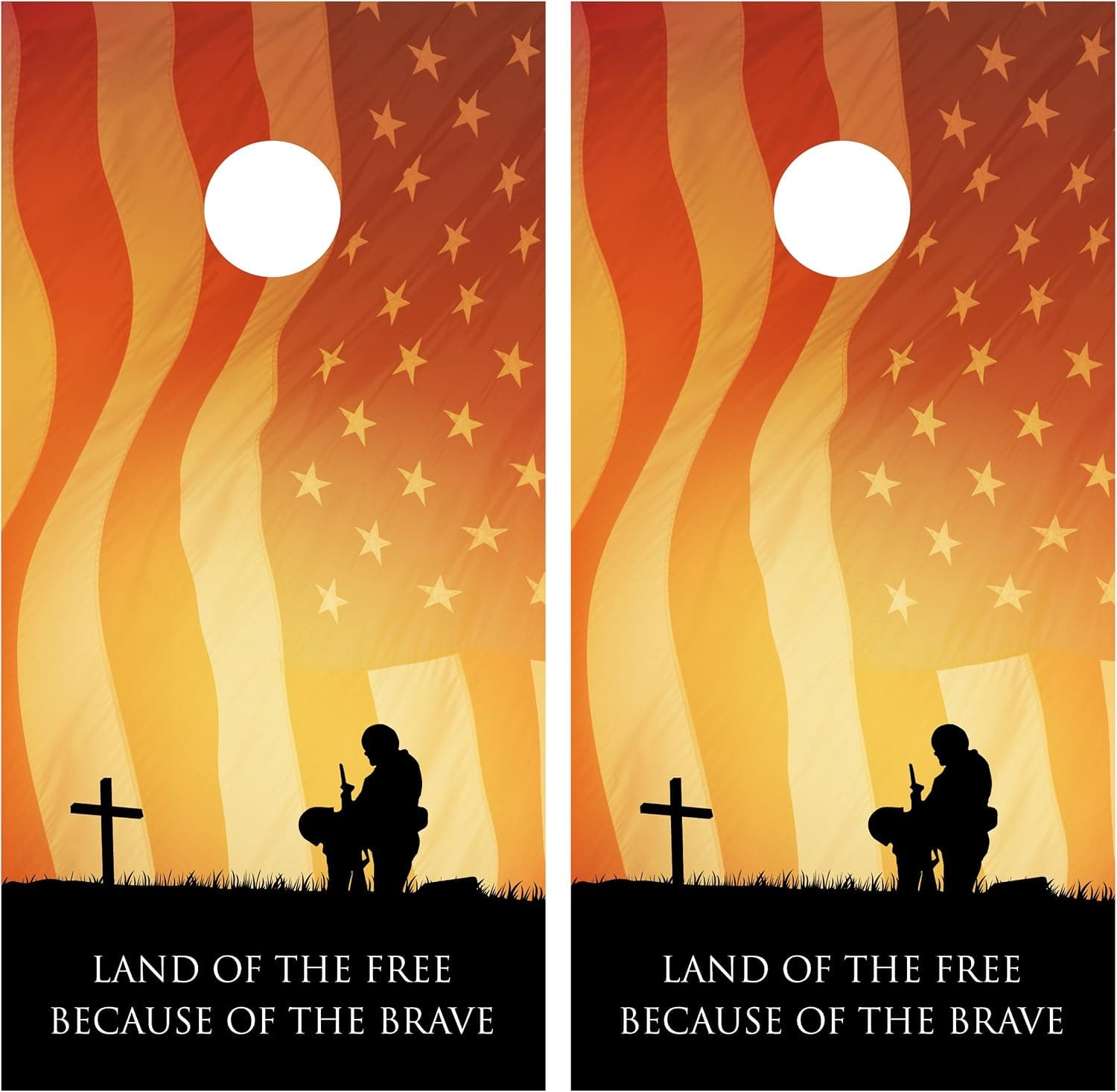 Fallen Soldier Land of The Free Military American Flag Laminated Cornhole Board Decal Wrap Wraps