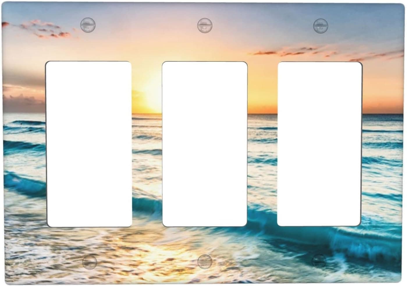 Palm Beach Light Switch Cover Plate Decorative 3-Gang Triple Rocker Decorator Wall Plate Receptacle Outlet Covers Size 4.5 Single Rocker 11788 SHE001HAE