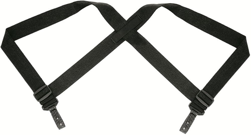 TUFF 2 Attachment Tactical Duty Suspenders (Black Nylon Keepers, 1 1/2 Heavy Duty Elastic)