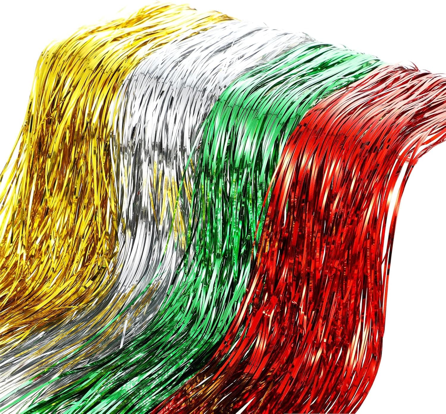 8000 Pieces Christmas Tinsel Silver Tinsel Christmas Icicles for Tree Tinsel Icicles for Christmas Tree Strand Icicles Red Gold Green Metallic Icicle Streamer for Anniversary Hanging Party Decorations