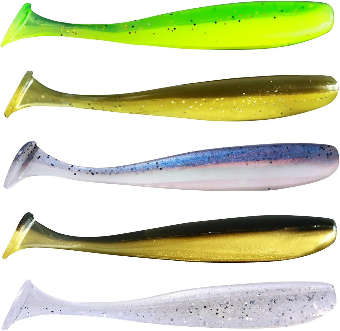 MITOBASS Soft Plastic Swimbaits, 50pcs Paddle Tail Swimbaits 2.75/2 inch Natural Oils, Paddle Tail, Hook Slot, Proven Colors Soft Fishing Lures