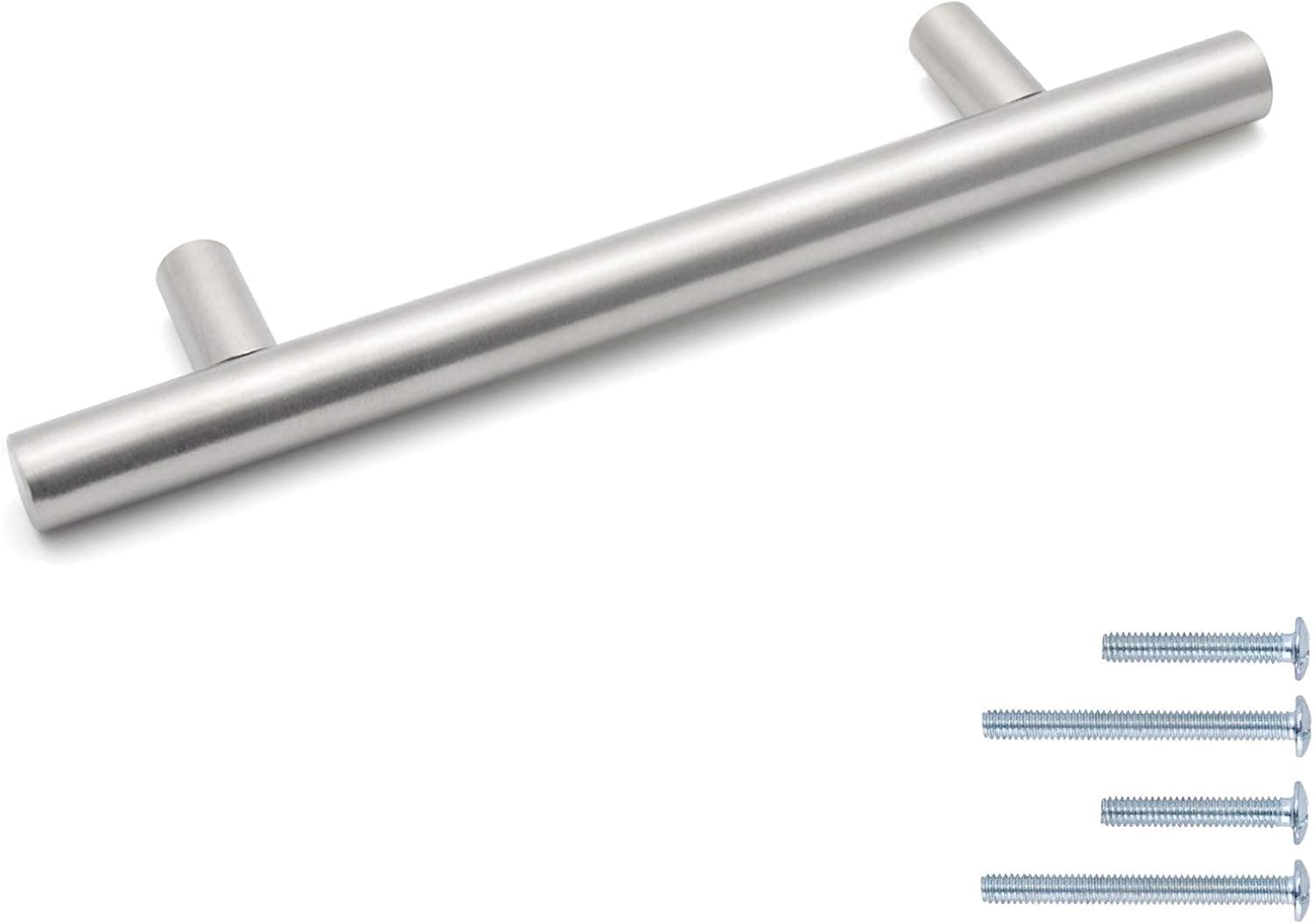 Knobonly 15 Pack Cabinet Pulls Brushed Nickel Finish 4in Hole Centers, Stainless Steel T Bar Pulls Knobs for Dresser Drawers