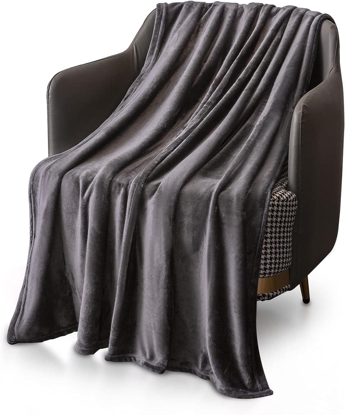 KEPLIN Dark Grey Throw Blanket - 50x60 in I Soft, Fluffy, Warm, Light Microfiber Fabric Design, Couch and Bed Large Fleece Blankets, Perfect for Adults or Children's Gifts - Fleece Blanket Single