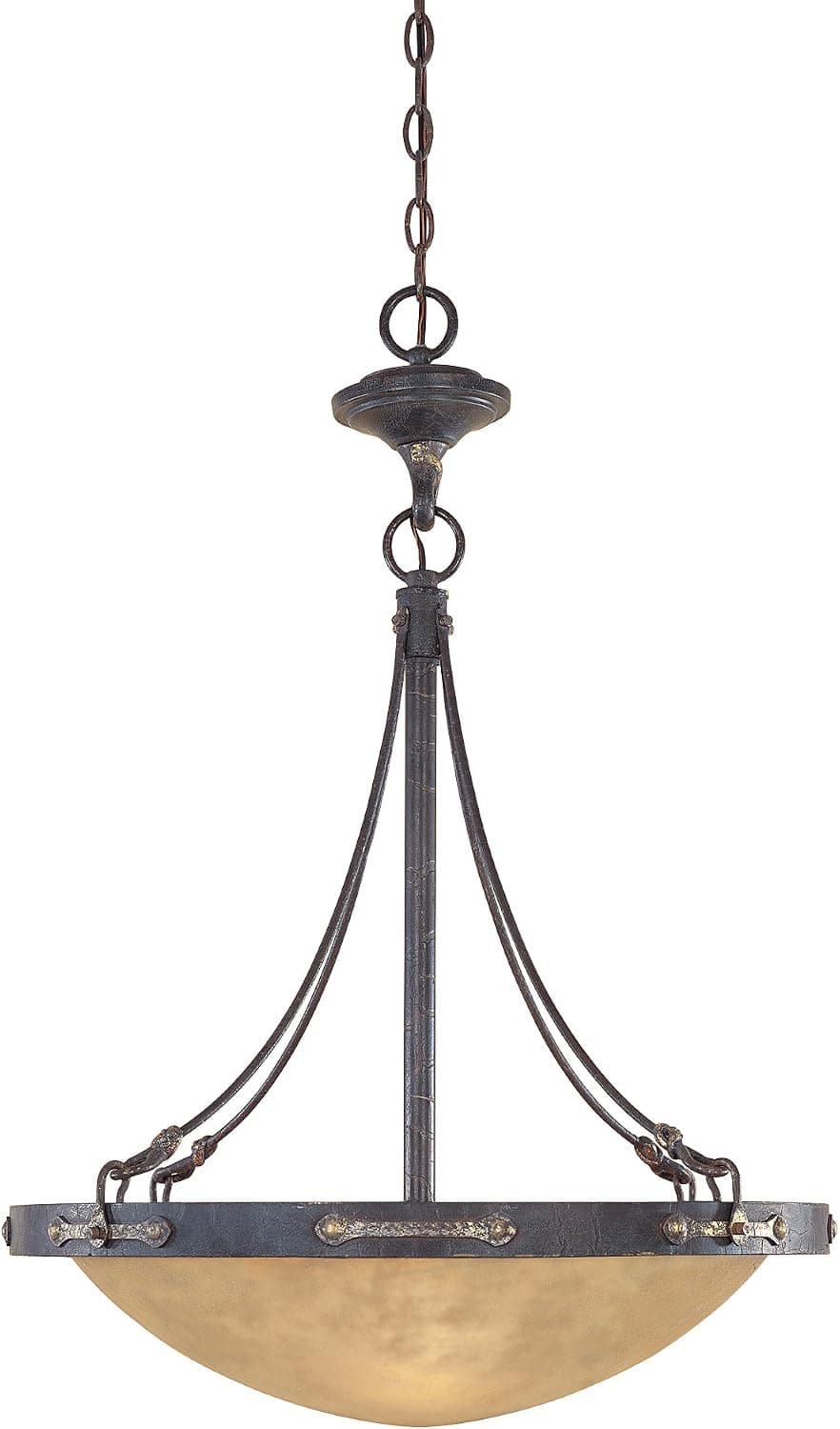 Designers Fountain 97331-WSD Austin 3 Light Inverted Pendant, Weathered Saddle