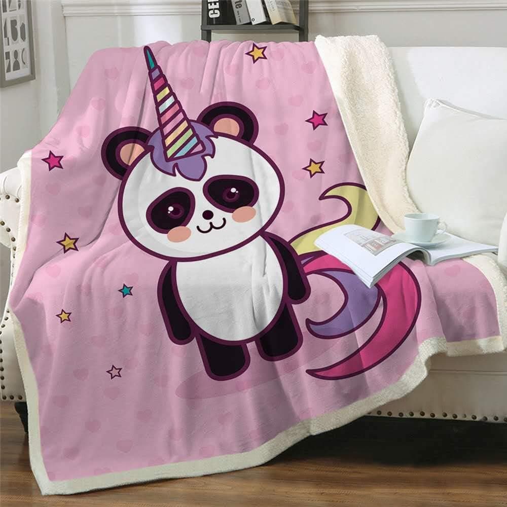 INNOLITES Cartoon Panda Blanket Sherpa Throw Blanket Super Soft Cozy Plush Fleece Blanket for Bed Couch Chair Baby Crib Living Room Lovely Fuzzy Blanket for Girls and Boys