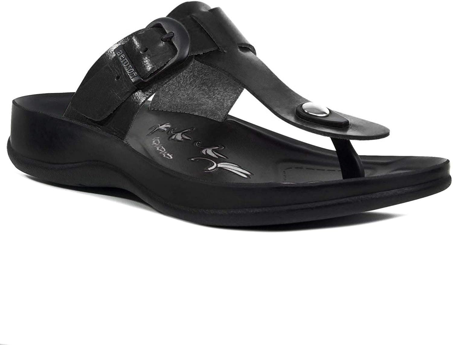 Aerosoft Arch Support Comfort Sandals for Women (US 09, Meadow - Black)