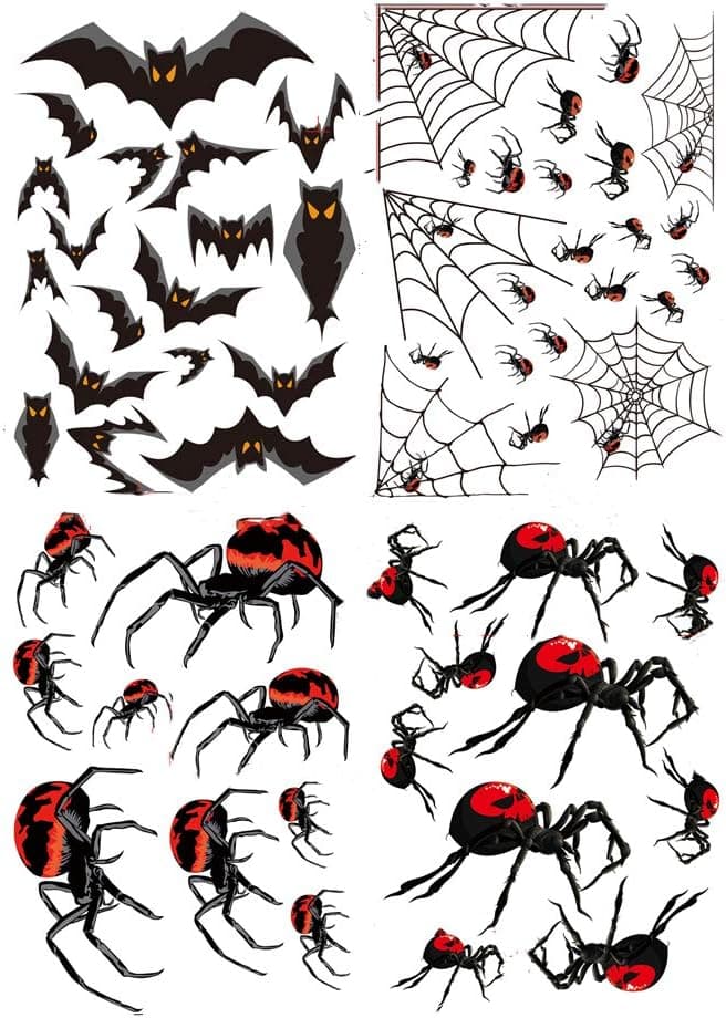 Kiddale Halloween Bat and Spider Wall Stickers,Peel and Stick Removable Wall Decals DIY Halloween Decorations Party Supplies Home Wall Decoration Set,59Pcs, Black