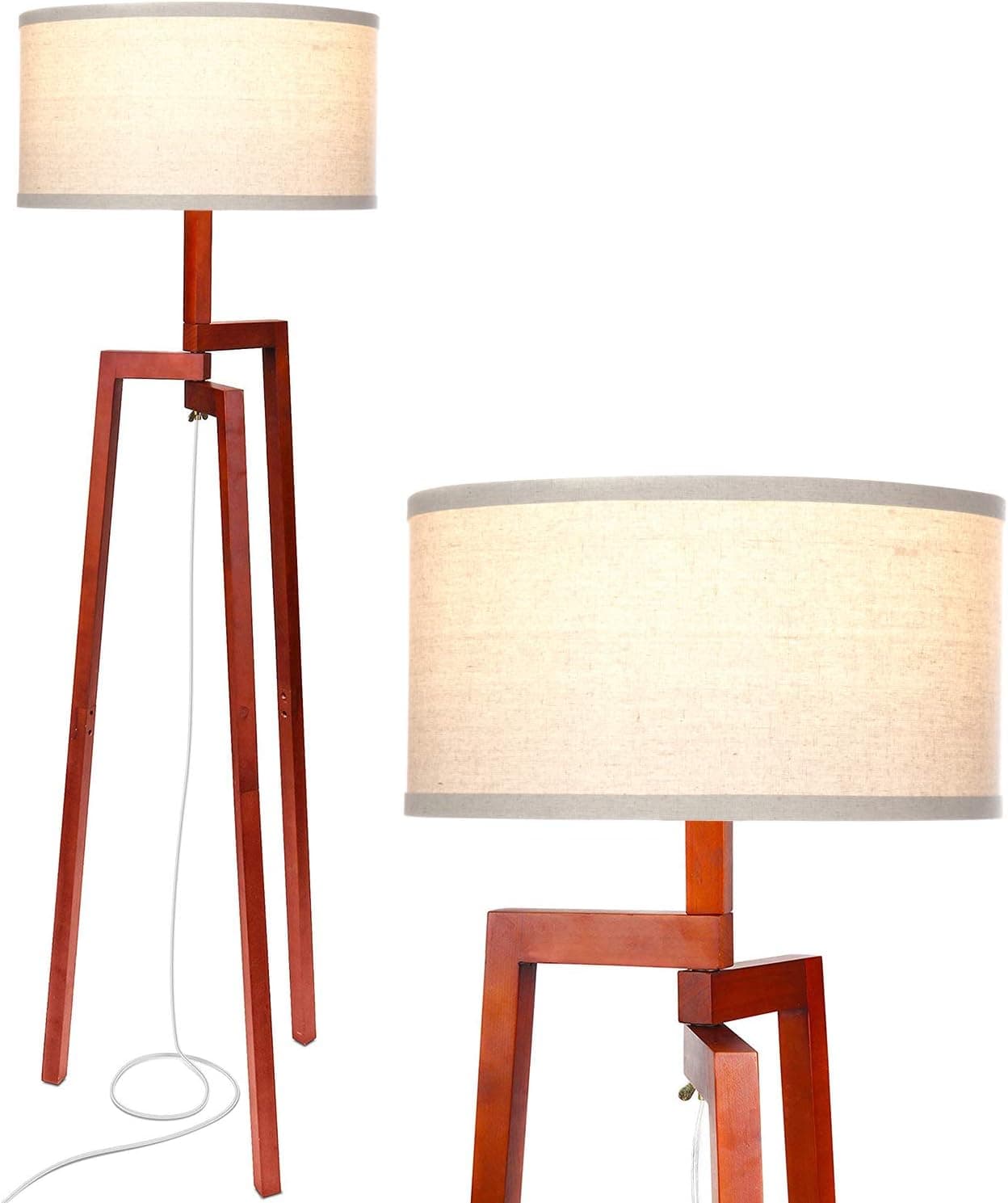Brightech New Mia LED Tripod Floor Lamp– Modern Design Wood Mid Century Modern Light for Contemporary Living Rooms- Rustic, Tall Standing Lamp for Bedroom, Office- Havana Brown