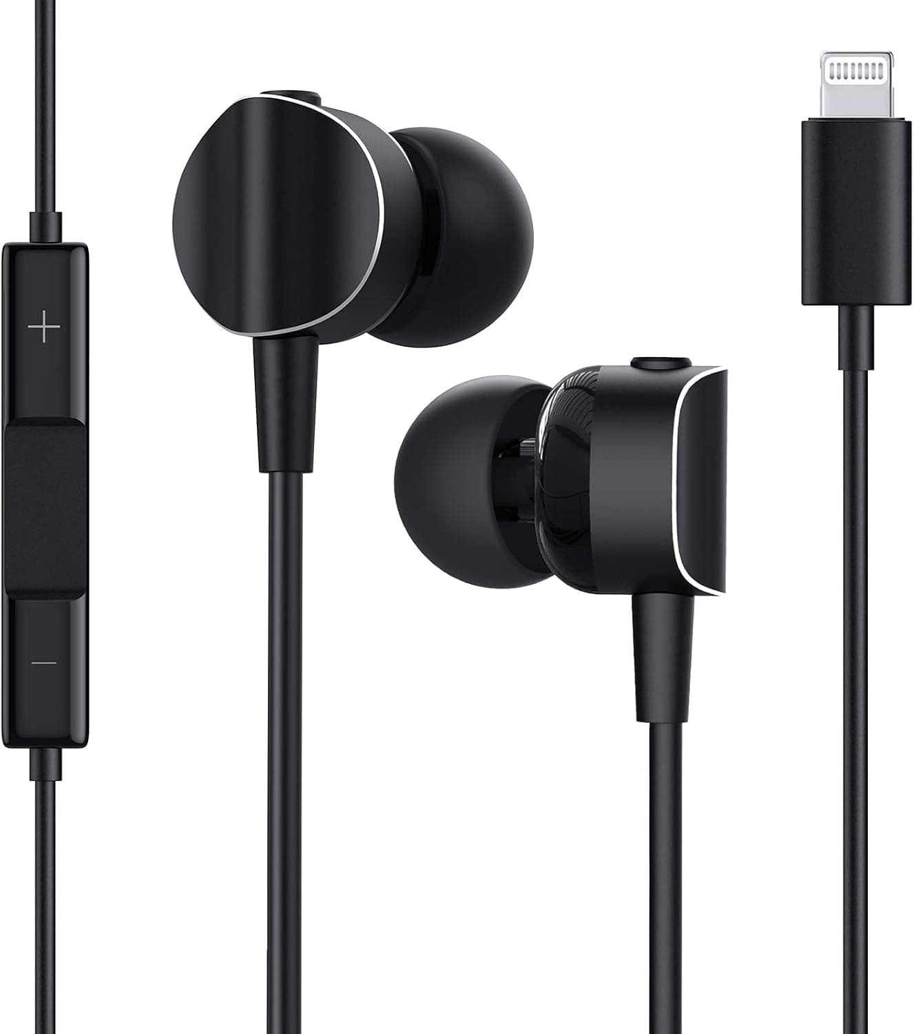 Meifox Lightning Earbuds, iPhone Headphone MFi Certified iPhone Wired Earbuds, in-Ear Noise Isolation Earphones with Microphone, Headphones for iPhone 13/12/11 Pro Max X XS Max XR 8P 7P Series (Black)