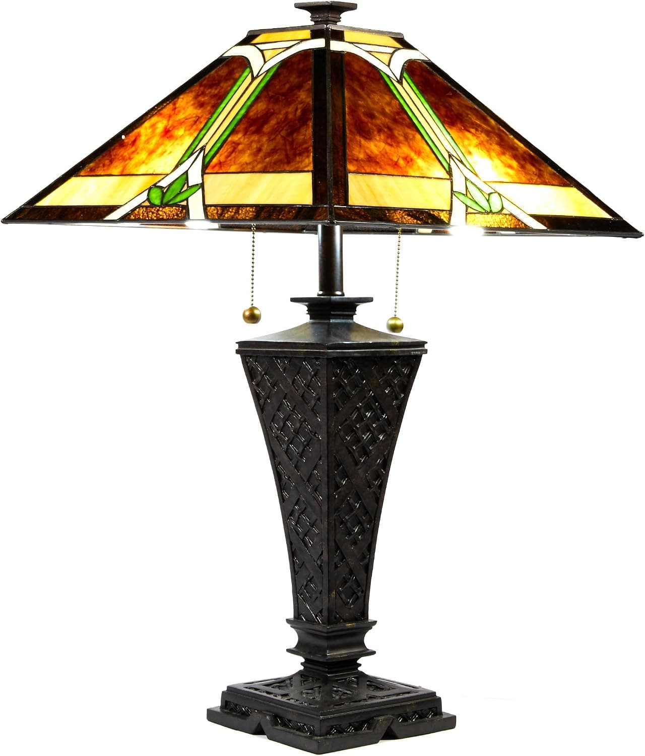 New Legend Tiffany Style Stained Glass 2 Light Table Lamp TL16034, 18-Inch Shade
