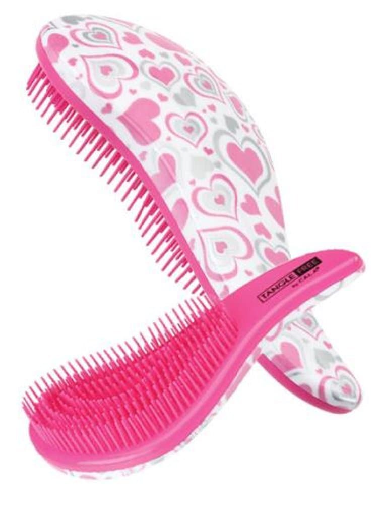 Cala Tangle free pink & silver heart hair brush