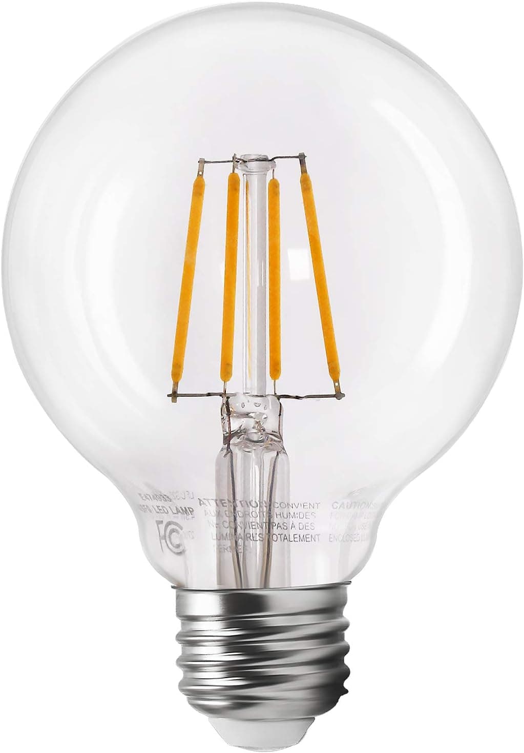 TORCHSTAR LED G25 Dimmable Filament Light Bulb, Globe Edison Vintage Style, 4.5W (40W Eqv.), Energy Star & UL-Listed, 2700K Soft White, E26 Medium Base, for Makeup Mirror, Pendant, Bathroom
