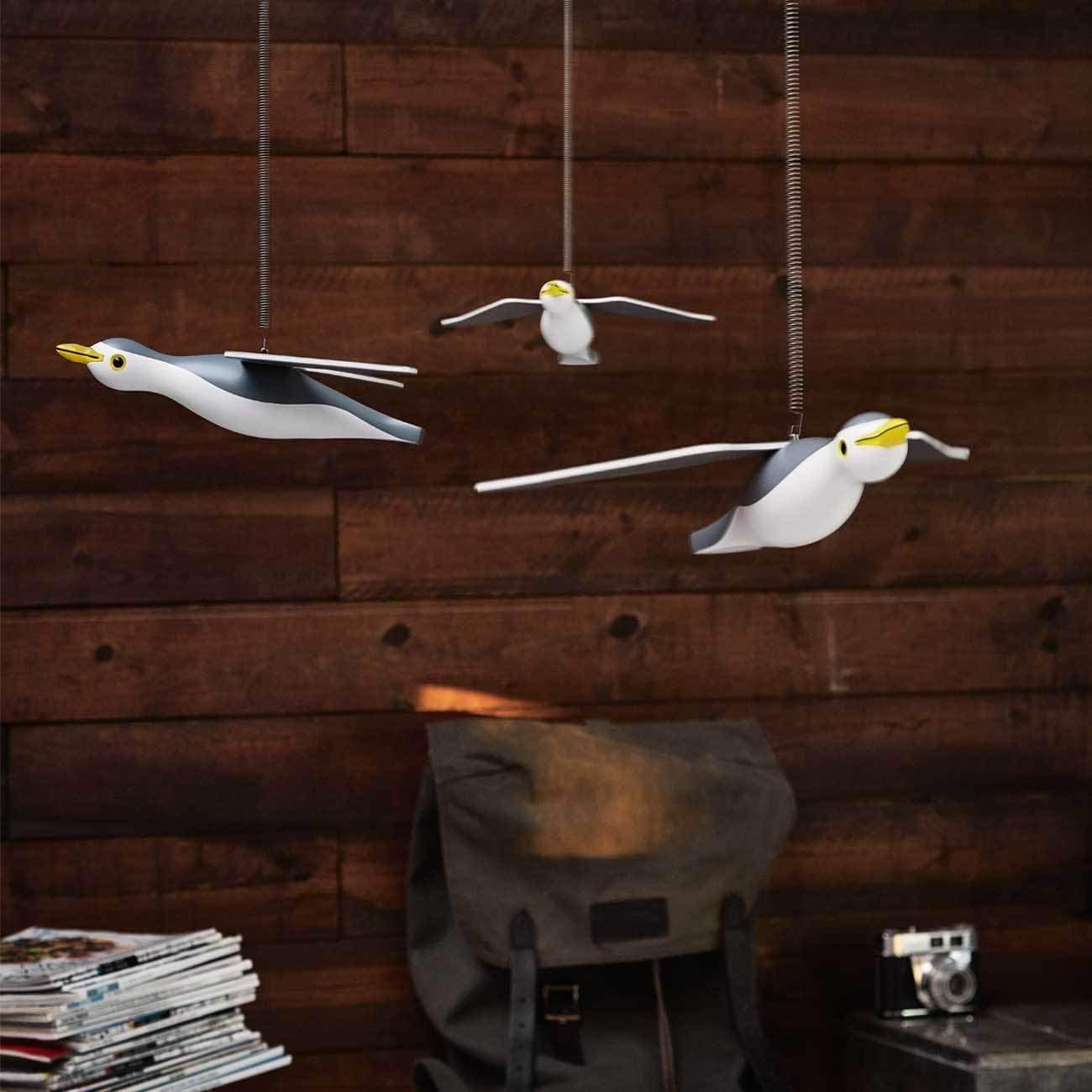 Kay Bojesen Small Seagull Figurines 4 cm Wooden Figures Swing Movement Grey