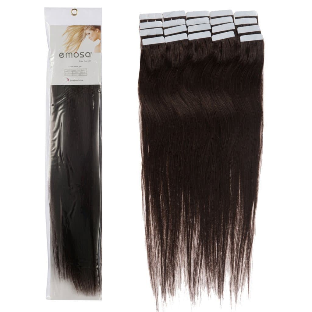 Emosa 16 Inches Dark Brown(2) 20pcs 50g Tape In Human Hair Extensions