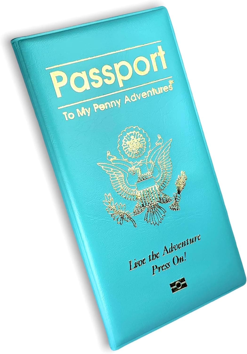 Pennybandz Penny Passport to My Penny Adventures - Pressed Penny Souvenir Collecting Book - Holds 48 Coins - Vegan Leather - Every Book Ordered Comes with a Mystery Penny as a Gift (Ocean Turquoise)