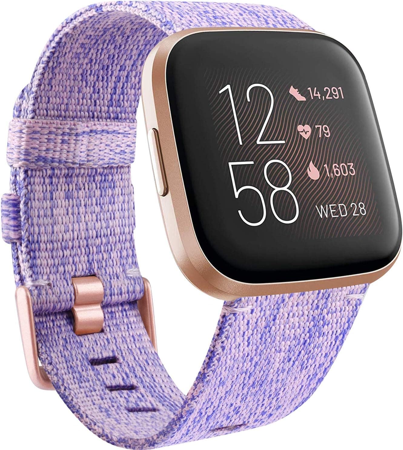 Tobfit Fabric Band Compatible with Fitbit Versa 2, Fitbit Versa/Versa Lite/Versa SE for Women Men, Replacement Woven Wristband (Small, Lavender)