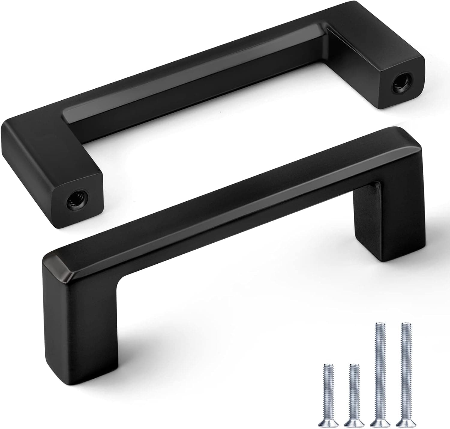 KLOOSE Black Cabinet Pulls 3 Inch Hole Centers 10 Pack Kitchen Cabinet Handles Solid Square Bar Drawer Pulls Cabinet Hardware Dresser Handles