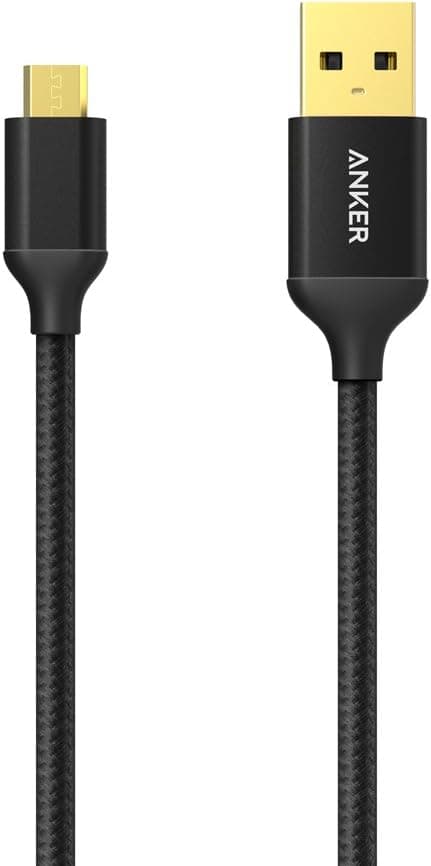 Anker 3ft / 0.9m Nylon Braided Tangle-Free Micro USB Cable with Gold-Plated Connectors for Android, Samsung, HTC, Nokia, Sony and More (Black)