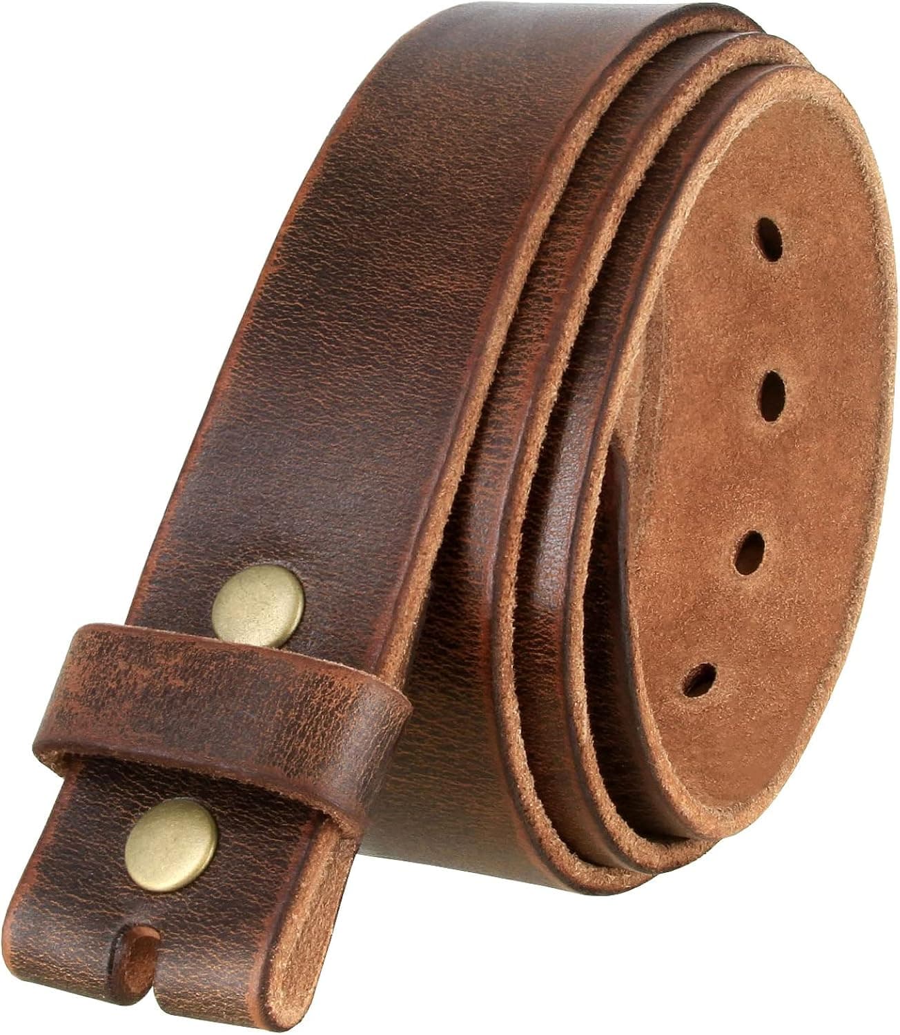 3840002 B6670 Genuine Full Grain Vintage One-Piece Leather Replacement Belt Strap 1-1/2"(38mm) Wide