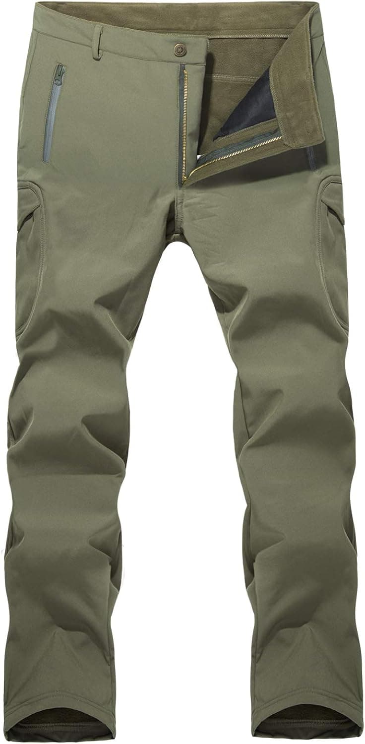 MAGCOMSEN Men's Winter Pants Water Resistant Fleece Lined Snowboard Ski Pants Softshell Tactical Pants with Multi-Pockets