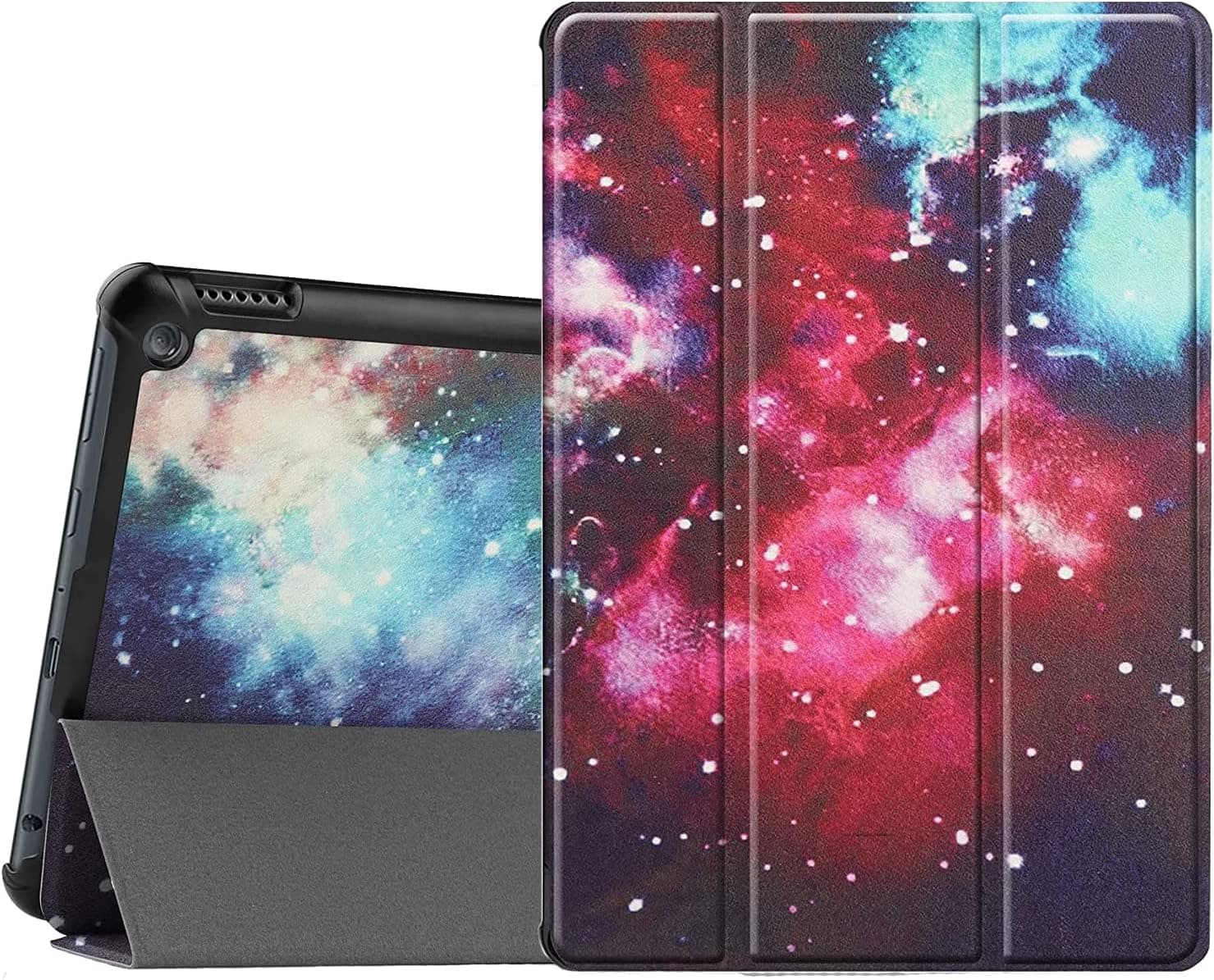 FANRTE Case Fits All-New Amazon Kindle Fire HD 10 & 10 Plus Tablet (11th Generation, 2021 Release)-Slim PU Leather Trifold Stand Cover PC Hard Back Shell with Auto Wake/Sleep（Galaxy）