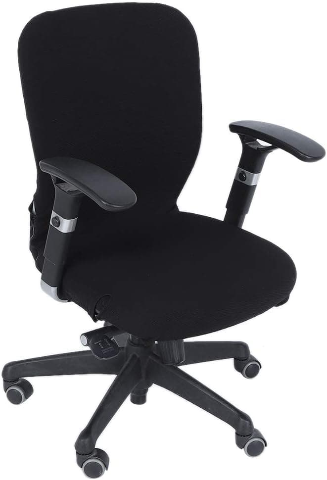 Fdit Modern Simplism Style Chair Covers Polyester Removable Stretch Swivel Chair Covers Office Armchair Comfortable Seat Slipcovers Office Computer Stretchable Rotating Chair Cover(Black-M)